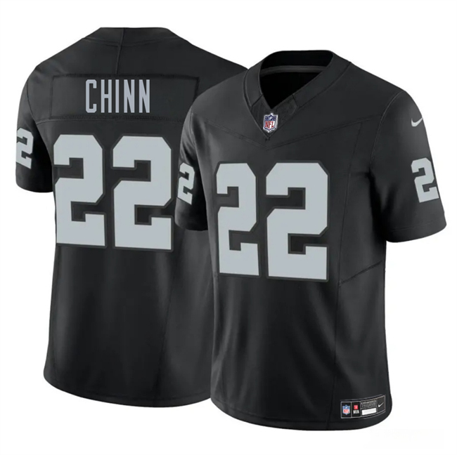 Men's Las Vegas Raiders #22 Jeremy Chinn Black 2025 F.U.S.E. Vapor Stitched Football Jersey